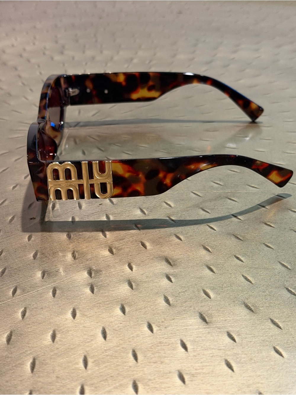 Miu Miu Tortoiseshell Sunglasses with Gold Logo Temples